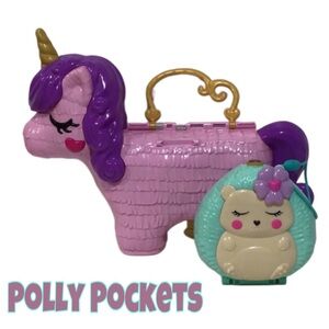 MATTEL POLLY POCKETS Unicorn Party Play Set and Hedgehog Cafe Plastic
